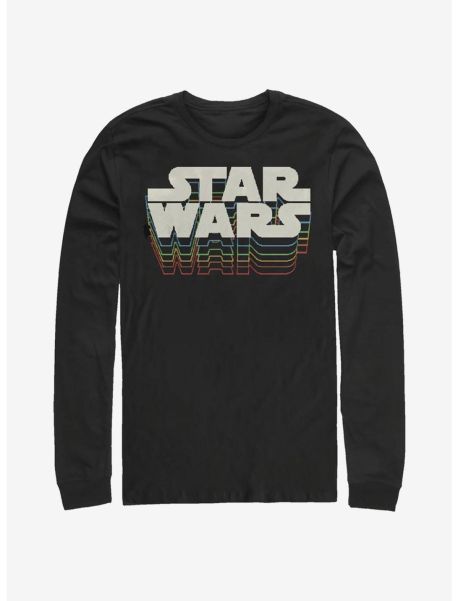 Guys Long Sleeves Star Wars Retro Gradient Logo Long-Sleeve T-Shirt