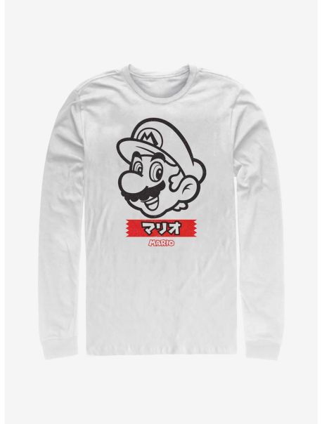Super Mario M Print Long-Sleeve T-Shirt Long Sleeves Guys