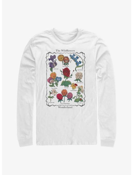 Guys Long Sleeves Disney Alice In Wonderland Wildflowers Chart Long-Sleeve T-Shirt
