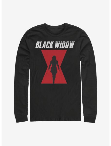 Guys Marvel Black Widow Logo Long-Sleeve T-Shirt Long Sleeves