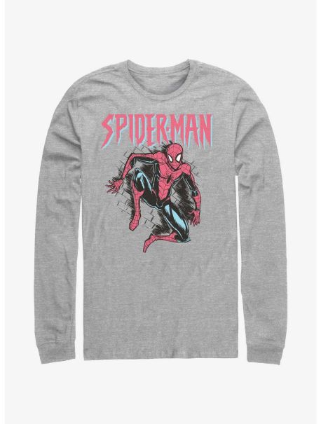 Long Sleeves Guys Marvel Spider-Man Spidey Pastel Long-Sleeve T-Shirt