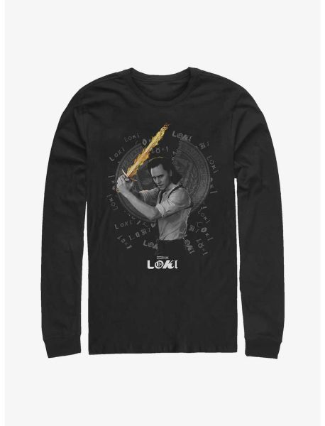 Guys Marvel Loki Laevateinn Sword Long-Sleeve T-Shirt Long Sleeves