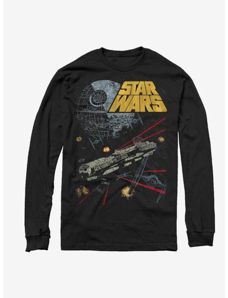 Long Sleeves Star Wars Falcon Shot - Red Lasers Long-Sleeve T-Shirt Guys