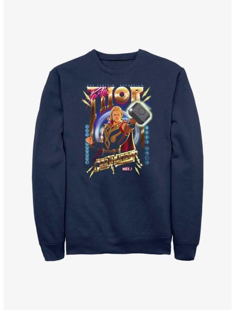 Marvel What If Partyin Asgardian Nvy Crw Guys Long Sleeves