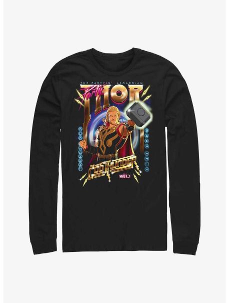 Long Sleeves Marvel What If Partyin Asgardian Long Sleeve T-Shirt Guys