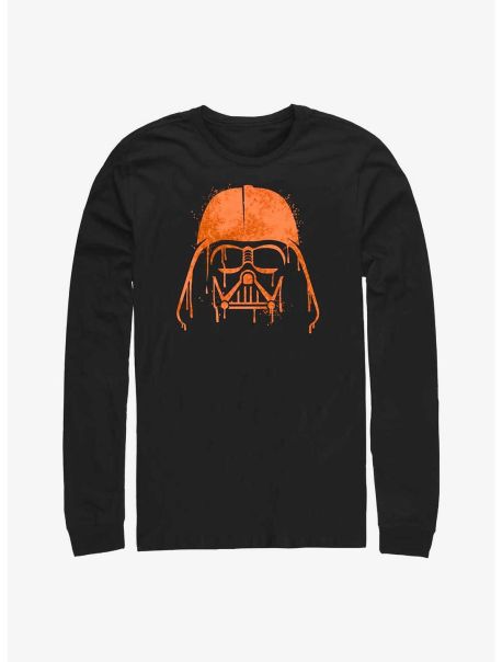 Long Sleeves Guys Star Wars Orange Darth Vader Drip Long-Sleeve T-Shirt