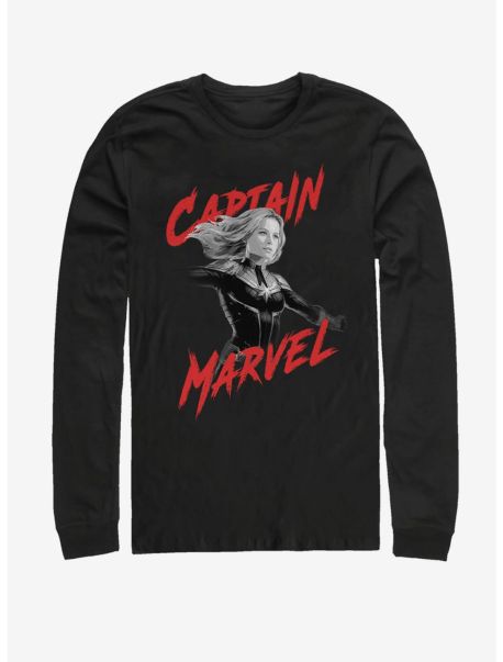 Guys Marvel Avengers: Endgame High Contrast Captain Marvel Long-Sleeve T-Shirt Long Sleeves