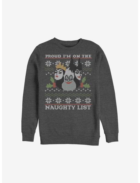 Guys Sweatshirts Disney Villains Naughty List Ugly Christmas Sweater Sweatshirt