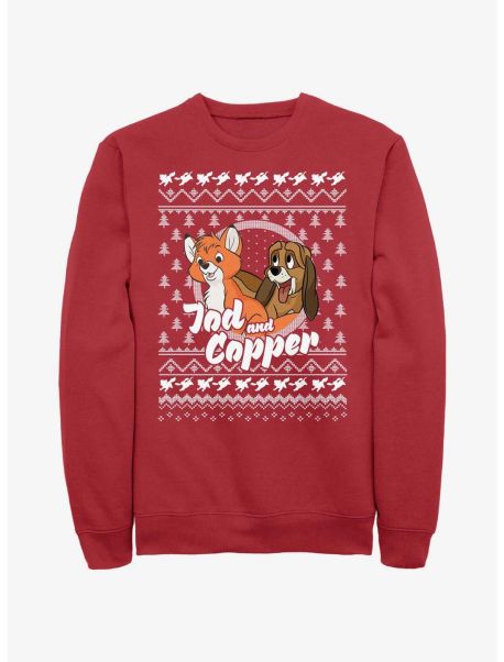 Disney The Fox And The Hound Tod And Copper Ugly Christmas Sweatshirt Guys Sweatshirts