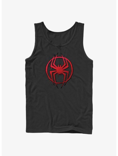 Marvel Spider-Man: Across The Spider-Verse Miles Morales Spider Logo Tank Guys Tank Tops