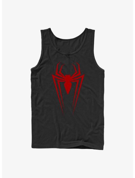 Guys Marvel Spider-Man Long Spider Logo Tank Tank Tops