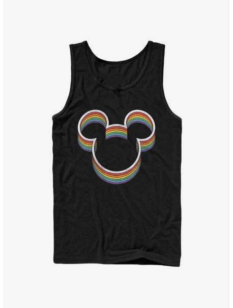 Guys Disney Mickey Mouse Rainbow Ears Tank Tank Tops