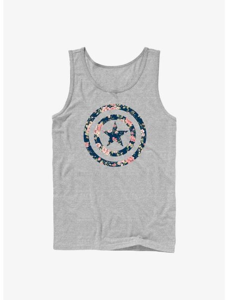 Tank Tops Guys Marvel Captain America Floral Shield Tank