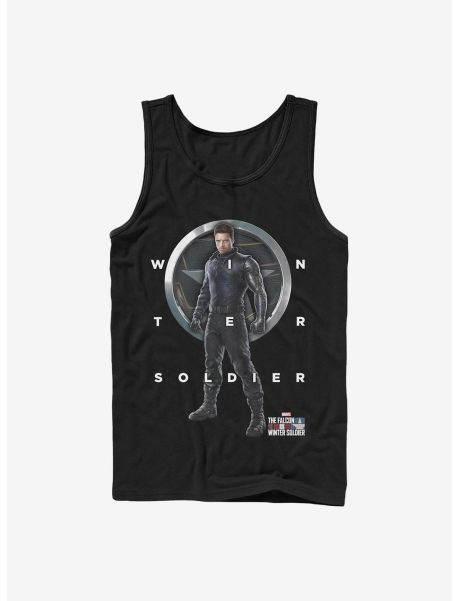 Guys Marvel The Falcon And The Winter Soldier Bucky Grid Text Tank Tank Tops