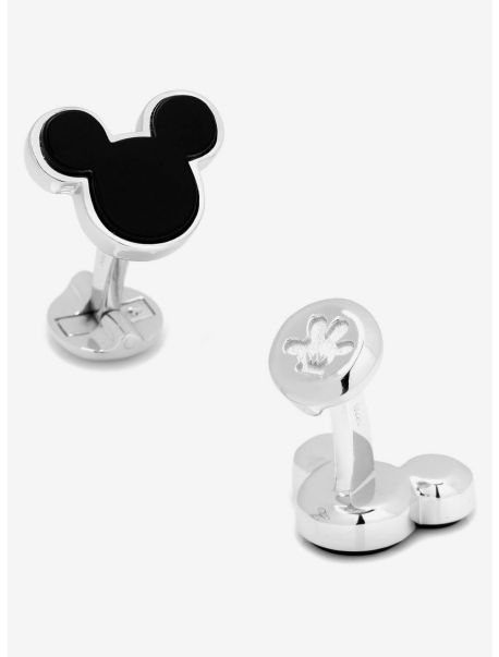 Guys Disney Sterling Silver And Onyx Mickey Mouse Cufflinks Cufflinks