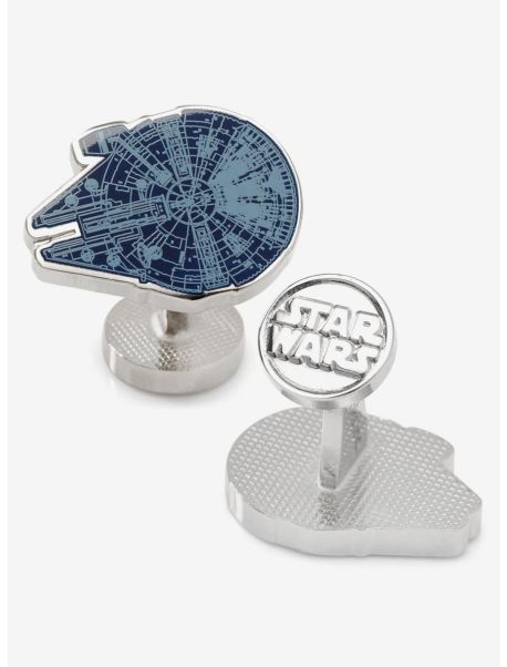Cufflinks Guys Star Wars Millennium Falcon Blueprint Blue Cufflinks