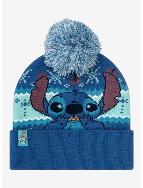 Guys Disney Lilo & Stitch Fair Isle Pom Beanie Hats