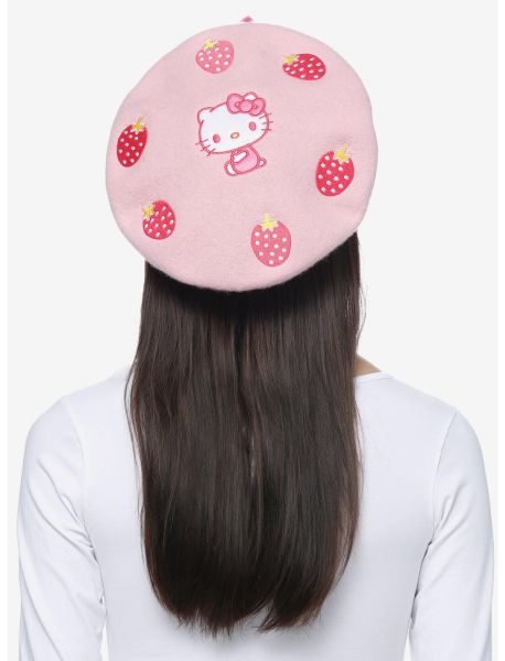Hello Kitty Strawberry Bow Beret Guys Hats