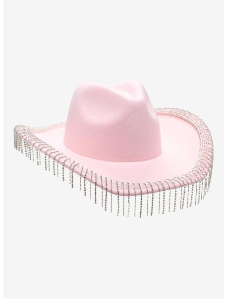 Guys Hats Pastel Pink Rhinestone Fringe Cowboy Hat