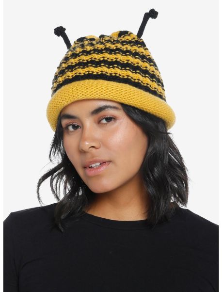 Bumblebee Figural Knit Bucket Hat Beanie Guys Hats
