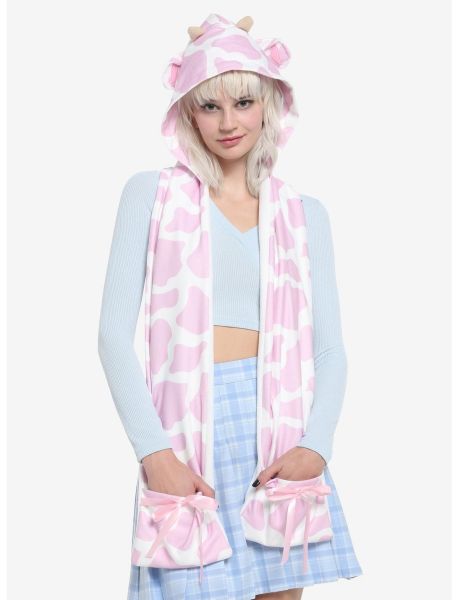 Hats Pink Cow Print Hat Scarf Guys