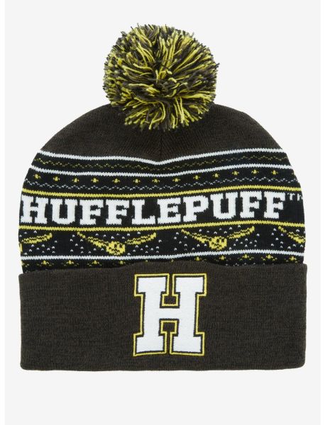 Harry Potter Hufflepuff Golden Snitch Pom Beanie Guys Hats