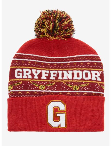 Guys Harry Potter Gryffindor Golden Snitch Pom Beanie Hats