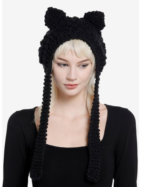 Black Cat Knit Bonnet Hats Guys