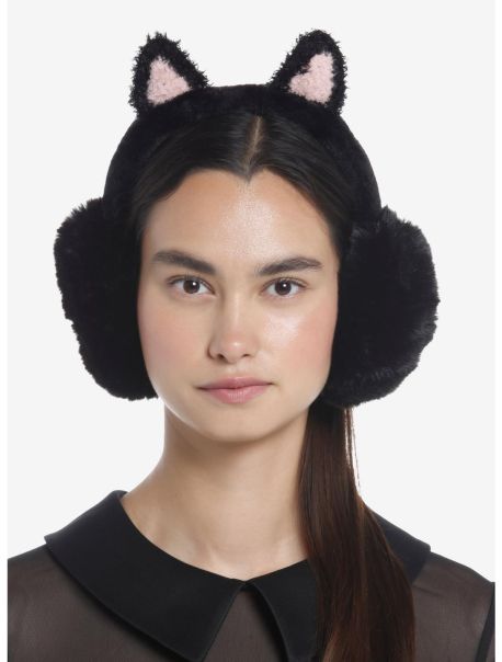 Black Cat Earmuffs Hats Guys