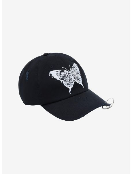 Guys Hats Butterfly Pierced Distressed Dad Cap