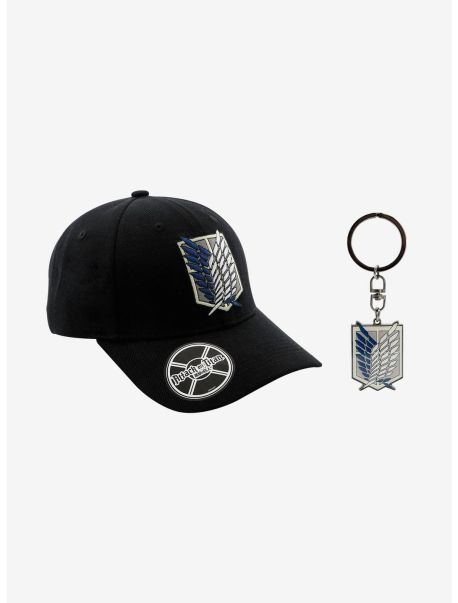 Guys Hats Attack On Titan Scouts Cap And Keychain Set