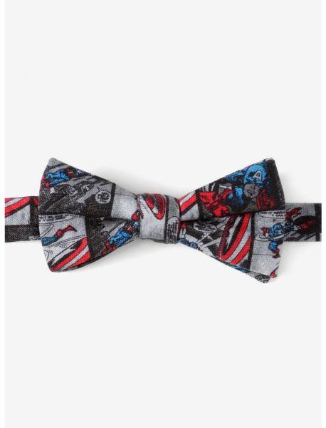 Guys Ties Marvel Captain America Comic Grey Bow Tie