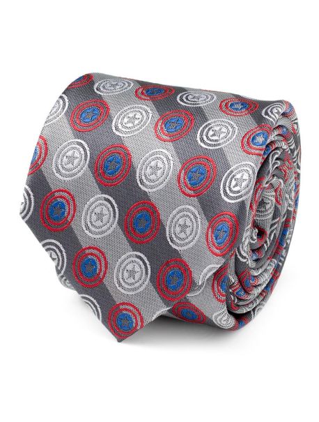 Ties Marvel Captain America Shields Grey Stripe Men's Tie Guys