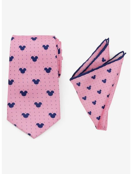 Disney Mickey Mouse Dot Pink Tie And Pocket Square Set Ties Guys