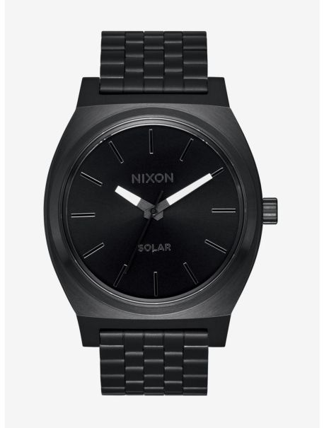 Watches Guys Nixon Time Teller Solar All Black X White Watch