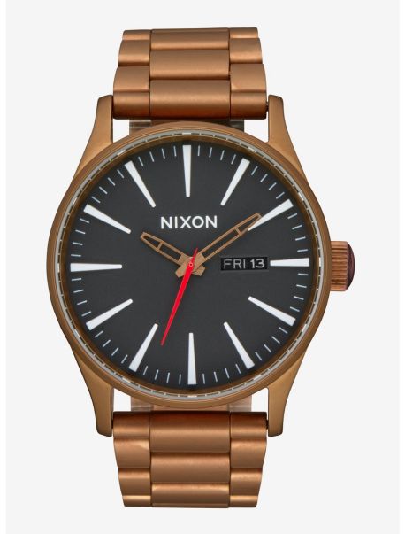 Guys Nixon Sentry Stainless Steel Bronze X Black Watch Watches