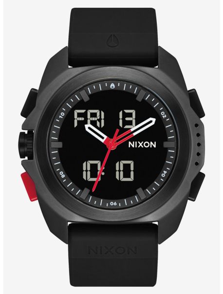 Guys Nixon Ripley Black Red Watch Watches