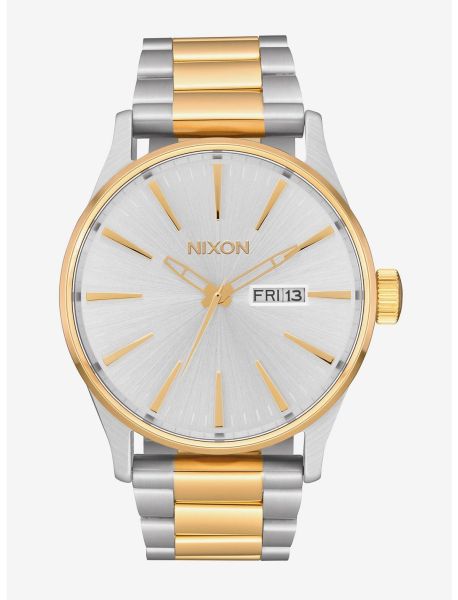 Watches Guys Nixon Sentry Ss Silver Gold Watch