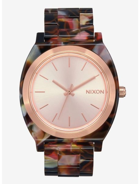 Nixon Time Teller Acetate Rose Gold Pink Tortoise Watch Guys Watches