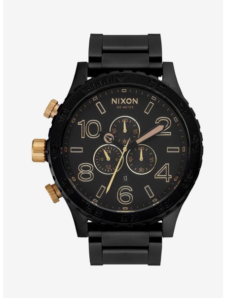 Guys Watches Nixon 51-30 Chrono Matte Black Gold Watch