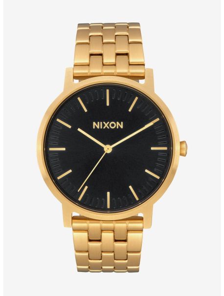 Watches Guys Nixon Porter All Gold Black Sunray Watch